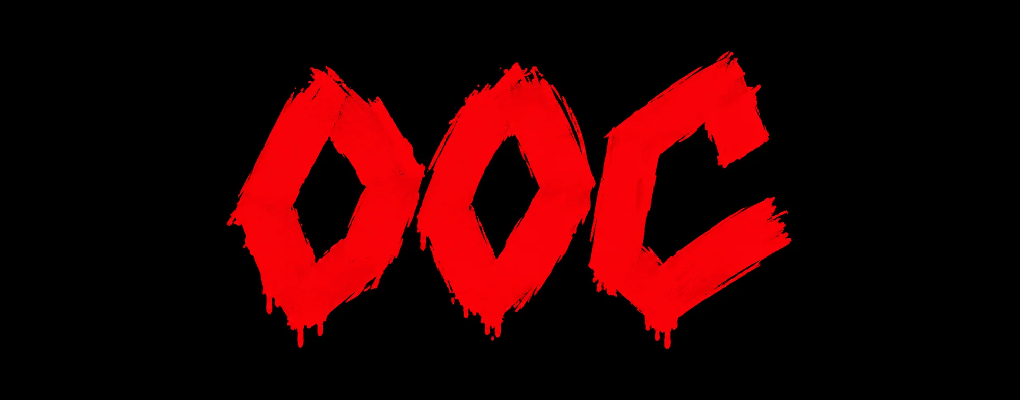 Красное граффити «OOC» на чёрном фоне.webp
